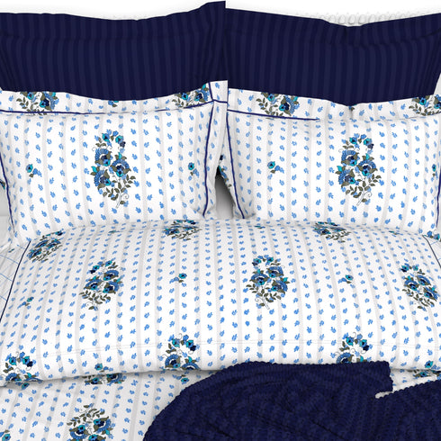 Christie 100% Cotton Striped Satin 220 TC King size Bed Linen Set with 4 Pillow Covers -1